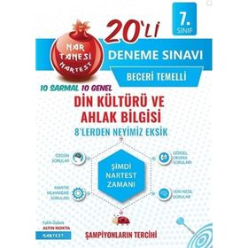 Nartest Yayınları 7. Sınıf Din Kültürü ve Ahlak Bilgisi Nar Tanesi 20 Deneme Sınavı