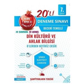 Nartest Yayınları 7. Sınıf Din Kültürü ve Ahlak Bilgisi Nar Tanesi 20 Deneme Sınavı
