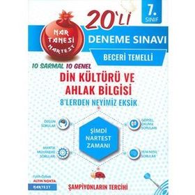 Nartest Yayınları 7. Sınıf Din Kültürü ve Ahlak Bilgisi Nar Tanesi 20 Deneme Sınavı