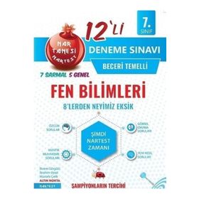 Nartest Yayınları 7. Sınıf Fen Bilimleri Nar Tanesi 12 Deneme Sınavı