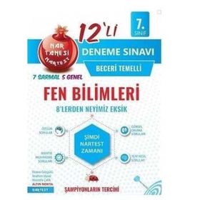 Nartest Yayınları 7. Sınıf Fen Bilimleri Nar Tanesi 12 Deneme Sınavı