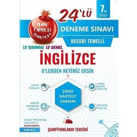 Nartest Yayınları 7. Sınıf İngilizce Nar Tanesi 24 Deneme Sınavı