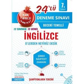 Nartest Yayınları 7. Sınıf İngilizce Nar Tanesi 24 Deneme Sınavı