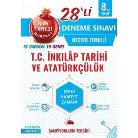 Nartest Yayınları 8. Sınıf T.C. İnkılap Tarihi ve Atatürkçülük Nar Tanesi 28'li Deneme Sınavı