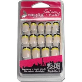 Nascita 093 Şeffaf Simli Sarı Siyah 24'lü Takma Tırnak