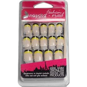 Nascita 093 Şeffaf Simli Sarı Siyah 24'lü Takma Tırnak