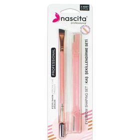 Nascita 2'li Pembe Set Ustura Kaş Şekillendirme Fırçası