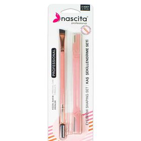 Nascita 2'li Pembe Set Ustura Kaş Şekillendirme Fırçası