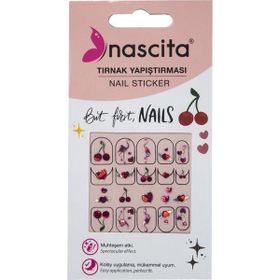 Nascita 30 Kiraz Desenli Tırnak Stickerı