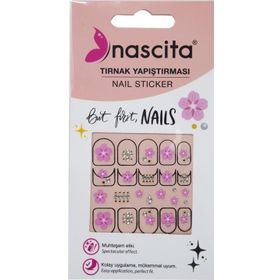 Nascita 34 Işıltılı Çiçek Desenli Tırnak Stickerı