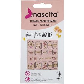Nascita 35 Işıltılı Gül Desenli Tırnak Stickerı