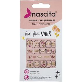 Nascita 35 Işıltılı Gül Desenli Tırnak Stickerı