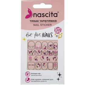 Nascita 37 Işıltılı Renkli Gül Desenli Tırnak Stickerı