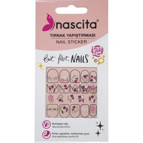 Nascita 37 Işıltılı Renkli Gül Desenli Tırnak Stickerı