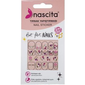 Nascita 37 Işıltılı Renkli Gül Desenli Tırnak Stickerı
