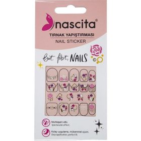 Nascita 37 Işıltılı Renkli Gül Desenli Tırnak Stickerı