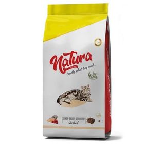 Natura 1 kg Somonlu Hamsili ve Yaban Mersinli Düşük Tahıllı Kısırlaştırılmış Kedi Maması