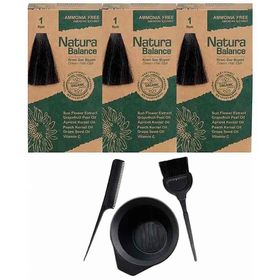 Natura Balance 1 Siyah 3 Adet Saç Boyası + Saç Boyama Seti