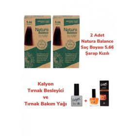 Natura Balance 5.66 Şarap Kızılı 2 Adet Saç Boyası + Kalyon Tırnak Besleyici ve Bakım Yağı