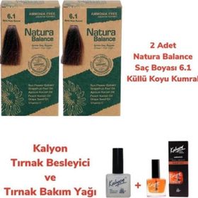Natura Balance 6.1 Küllü Koyu Kumral 2 Adet Saç Boyası + Kalyon Tırnak Besleyici ve Bakım Yağı