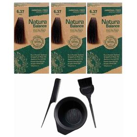 Natura Balance 6.37 Tütün 3 Adet Saç Boyası + Saç Boyama Seti