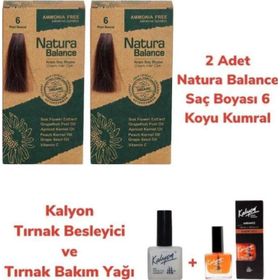 Natura Balance 6 Koyu Kumral 2 Adet Saç Boyası + Kalyon Tırnak Besleyici ve Bakım Yağı