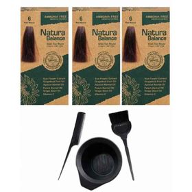 Natura Balance 6 Koyu Kumral 3 Adet Saç Boyası + Saç Boyama Seti