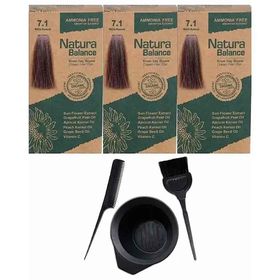 Natura Balance 7.1 Küllü Kumral 3 Adet Saç Boyası + Saç Boyama Seti