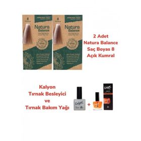 Natura Balance 8 Açık Kumral Bakır 2 Adet Saç Boyası + Kalyon Tırnak Besleyici ve Bakım Yağı