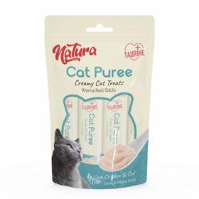 Natura Cat Puree Tavuk & Morina Balıklı 5 x 12 gr Yetişkin Kedi Ödül Maması