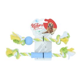 Natura İkili Yavru Köpek Plastikli Diş Kaşıma Halat Set