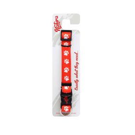 Natura Kırmızı 25-35 cm Yetişkin Köpekler İçin Pati Desenli Boyun Tasması