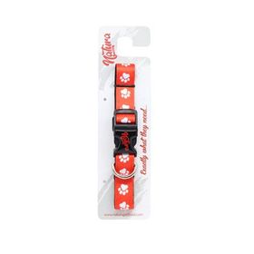 Natura Kırmızı 30-45 cm Yetişkin Köpekler Için Pati Desenli Boyun Tasması