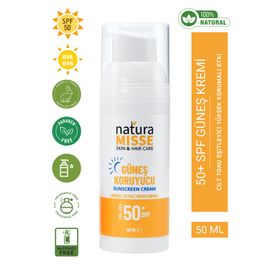 Natura Misse UVA UVB SPF50 Yüksek Koruma Leke Karşıtı Bakım Nemlendirici Koruyucu 50 ml Güneş Kremi