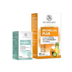 NaturalNest Bromelain Plus 60 Kapsül + Probiotic 10 Kapsül