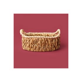 Naturalove 33x20x12 cm Kahverengi Boncuklu Hasır Sepet
