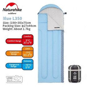 Naturehike L350 Zarf Tarzı -15 Derece Kapüşonlu Sağ Mavi Uyku Tulumu