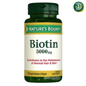 Nature's Bounty Biotin 5000 mcg 72 Kapsül