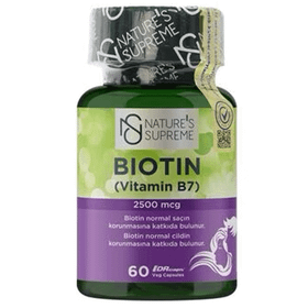 Nature's Supreme Biotin 2500 mcg Vitamin B7 60 Kapsül