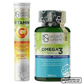 Nature's Supreme Omega 3 100 Kapsül + Vitamin C Zinc 20 Efervesan Tablet