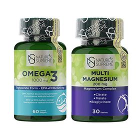 Nature's Supreme Omega 3 60 Kapsül Balık Yağı + Multi Magnesium Complex 30 Tablet