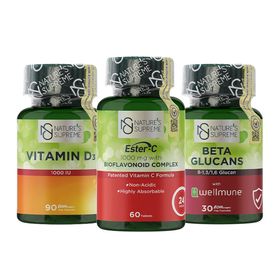 Nature's Supreme Vitamin D3 1000 IU 90 Kapsül + Ester-C Vitamin C 1000 mg 60 Tablet + Beta Glucans 30 Kapsül