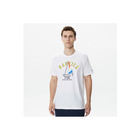 Nautica V35516T Beyaz Desenli Erkek T-shirt