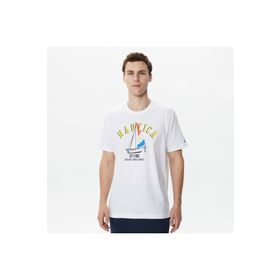 Nautica V35516T Beyaz Desenli Erkek T-shirt