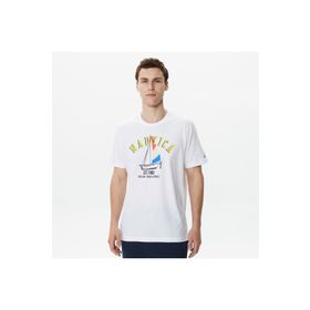 Nautica V35516T Beyaz Desenli Erkek T-shirt