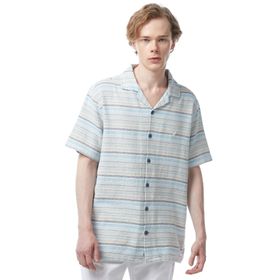Nautica W45429T.4N9 Mavi Classıc Fit Kısa Kollu Çizgili Erkek Gömlek