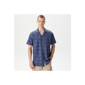 Nautica W45455T Lacivert Classic Fit Kısa Kollu Desenli Erkek Gömlek