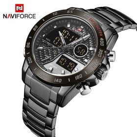 Naviforce NF9171 Dijital Alarmlı Çelik Kordon Erkek Kol Saati