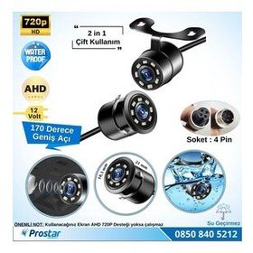 Navistar AHD 720P 4 Pin Soketli Beyaz Ledli Kelebek ve Tampon Uyumlu 6 MT 4 Pin Kablolu Kamera