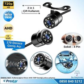Navistar AHD 720P 4 Pin Soketli Beyaz Ledli Kelebek ve Tampon Uyumlu 6 MT 4 Pin Kablolu Kamera